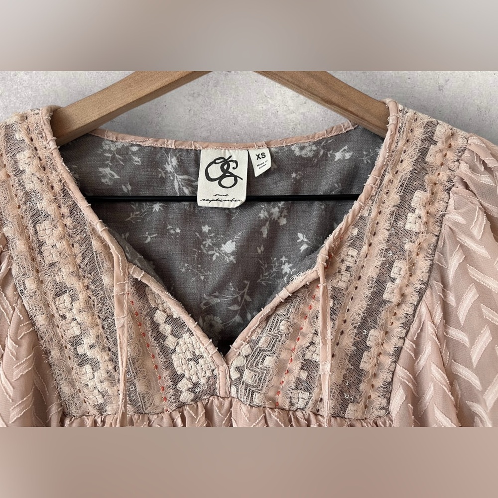 Anthropologie One September Anwen Peasant Dress Pink Size XS - Picture 4 of 11